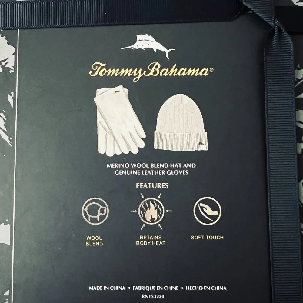 TOMMY BAHAMA Men's Hat & Glove Boxed Set NIB - Picture 3 of 6